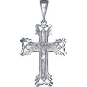 EJEWELRYPLUS Sterling Silver Cross with Jesus Pendant Necklace Diamond Cut Finish and Chain