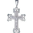 thumbnail image 1 of Sterling Silver Cross with Jesus Pendant Necklace Diamond Cut Finish and Chain, 1 of 2