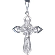 EJEWELRYPLUS Sterling Silver Cross with Jesus Pendant Necklace Diamond Cut Finish and Chain