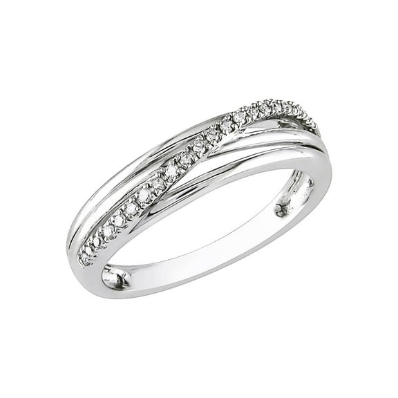 Gem & Harmony Sterling Silver Crossover Ring with Accent Diamonds for Women