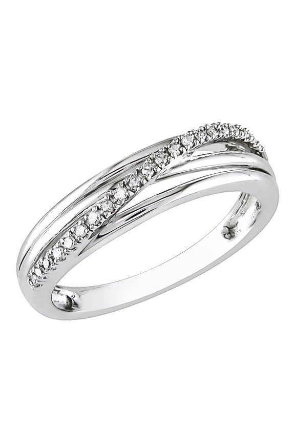 Gem & Harmony Sterling Silver Crossover Ring with Accent Diamonds for Women