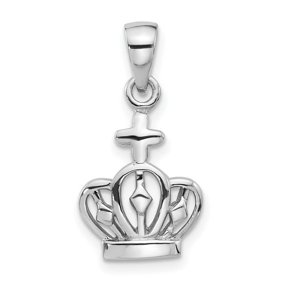 Sterling Silver Crown Cross Pendant Necklace for Men and Women, Openwork Christian Jewelry Symbolizing Faith, Royalty, Spiritual Strength and Leadership