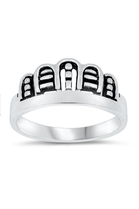 Sterling Silver Crown Design Band Ring Size 5