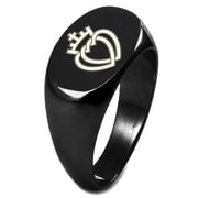Sterling Silver Crown of Hearts Engraved Oval Flat Top Polished Ring