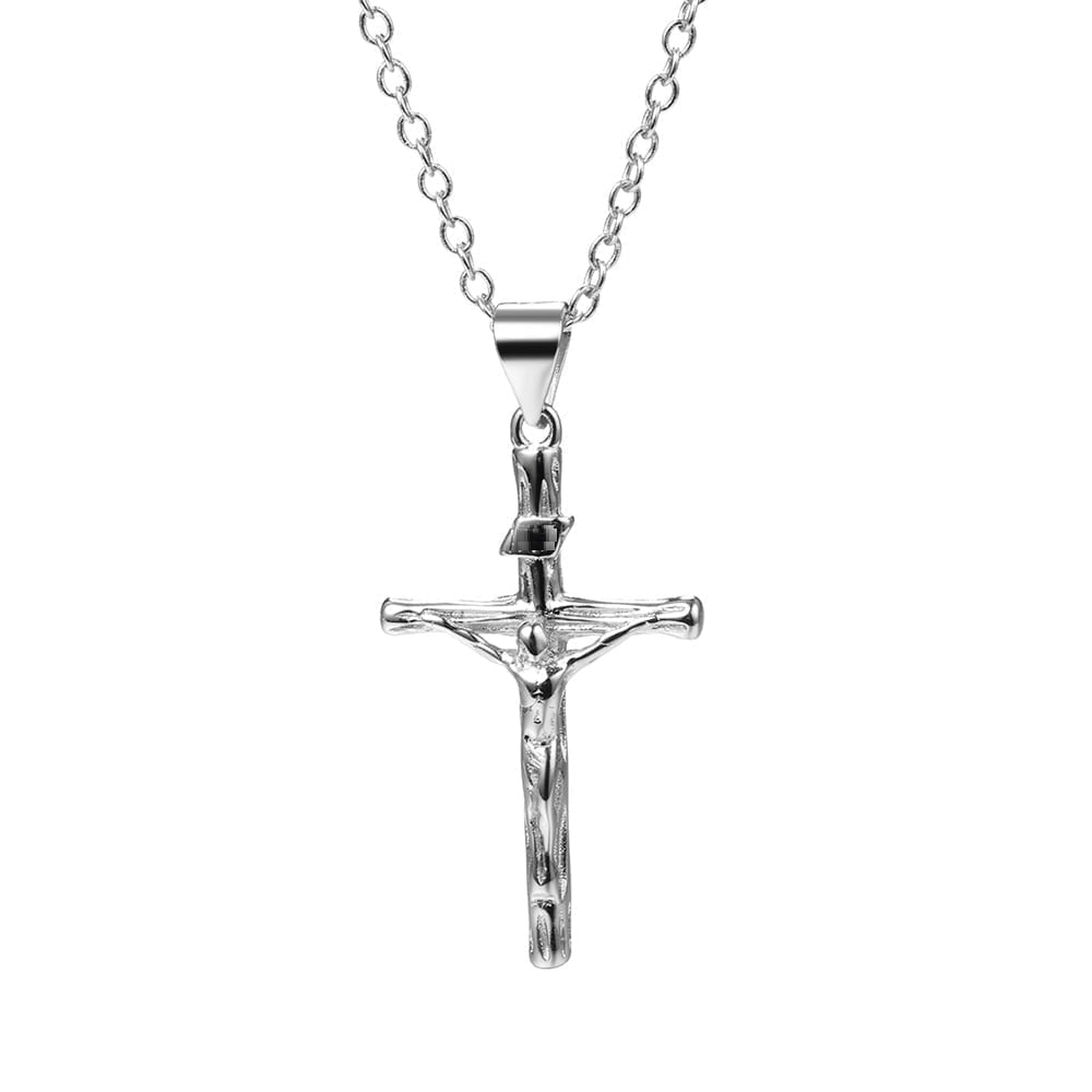 14K White Gold Plated and Sterling Silver Crucifix Cross Pendant — free download
