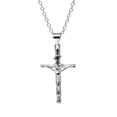 thumbnail image 1 of 14K White Gold Plated and Sterling Silver Crucifix Cross Pendant Necklace, 1 of 5