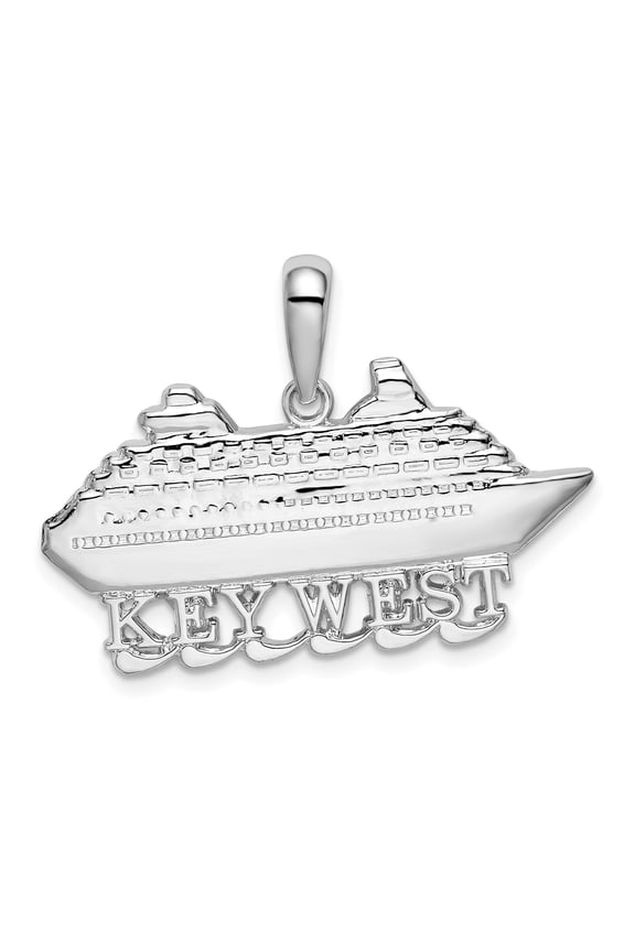 925 Sterling Silver Key West Cruise Ship Pendant Charm, Nautical Travel Souvenir