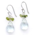 thumbnail image 1 of Sterling Silver Crystal Briolette Drops and Stone Cluster Earrings, Aqua, 1 of 1