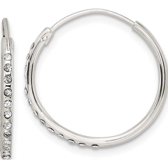 Sterling Silver Crystal Endless Hoop Earrings (19.75 X 20.15) Made In India qe15811