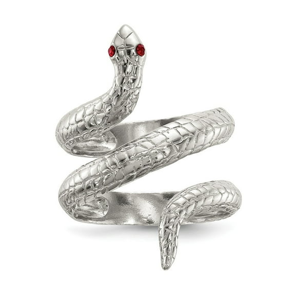 Sterling Silver Crystal Snake Ring - Size 8 - Measures 3.92mm Wide
