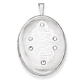 thumbnail image 1 of Finest Gold Sterling Silver Polished Crystal Trinity Oval Locket, 1 of 3