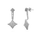 thumbnail image 1 of Sterling Silver Cube White Cubic Zirconia Stud Earrings White Cubic Zirconia Diamond Charm Earrings, 1 of 2