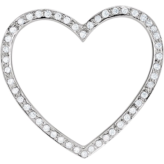 Sterling Silver Cubic Zirconia 19x15 mm Heart Pendant Only | .164 Carat Total Weight | with Gift Box | Everyday Elegance