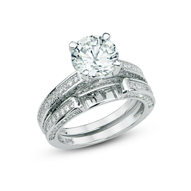 Sterling Silver Cubic Zirconia Carat tw Round Cut CZ Pave