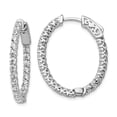 thumbnail image 1 of Sterling Silver Cubic Zirconia 46 Stones In and Out Oval Hoop Earrings, 1 of 3