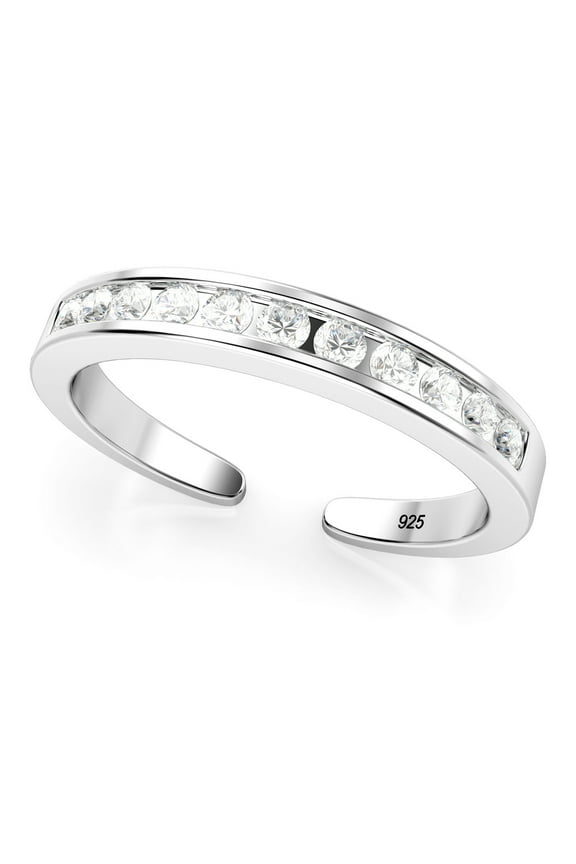 Sterling Silver Cubic Zirconia Adjustable Toe Band Ring