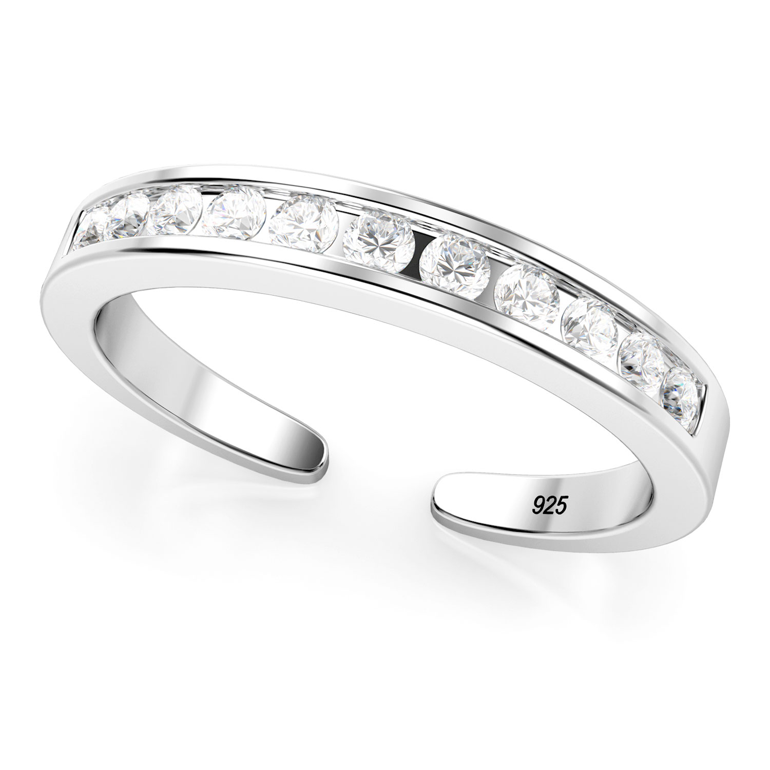 Sterling Silver Cubic Zirconia Adjustable Toe Band Ring - image 1 of 1