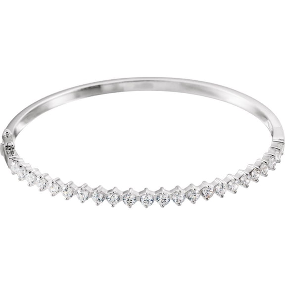 Sterling Silver Cubic Zirconia Bangle Bracelet 3mm