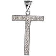 thumbnail image 1 of Sterling Silver Cubic Zirconia Block Initial Letter T Alphabet Pendant Large, 1 5/8 inch, 1 of 1