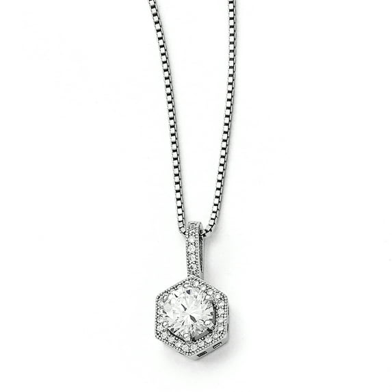 Sterling Silver & Cubic Zirconia Brilliant Embers Hexagon Necklace