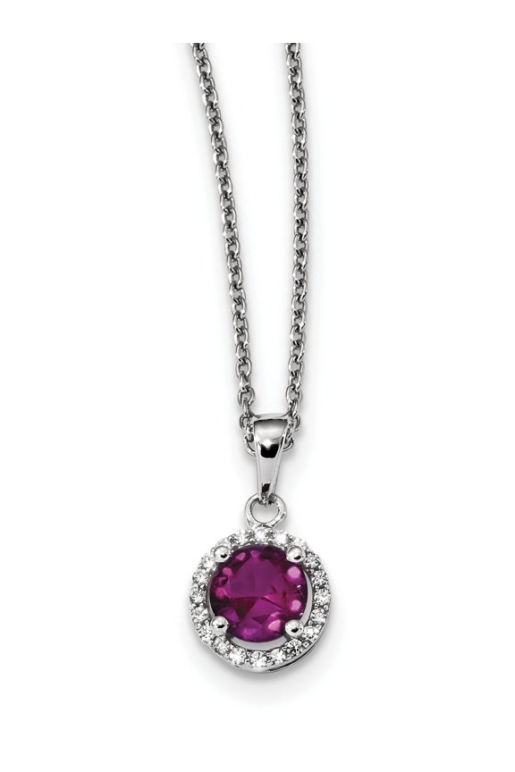 Sterling Silver & Cubic Zirconia Brilliant Embers Red Corundum Necklace