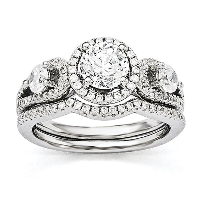 Sterling Silver CZ Brilliant Embers 2-Piece Wedding Set Sterling Silver CZ Brilliant Embers 2-Piece Wedding Set