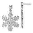 thumbnail image 1 of Sterling Silver & Cubic Zirconia Brilliant Embers Snowflake Dangle Post Earrings, 1 of 4