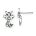 thumbnail image 1 of Sterling Silver Cubic Zirconia Cat Post Stud Earrings, 1 of 5