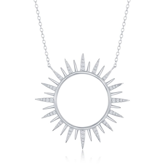 Sterling Silver Cubic Zirconia Classic Sun Necklace