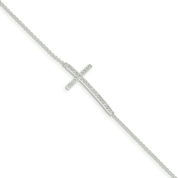 Sterling Silver Cubic Zirconia Cross Bracelet