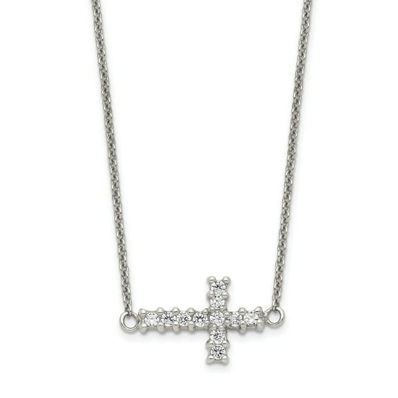 Sterling Silver Cubic Zirconia Cross Pendant Necklace