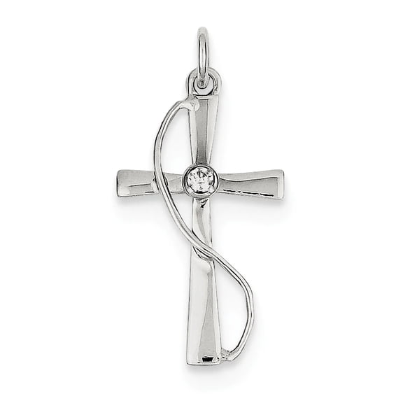 FJC Finejewelers Sterling Silver Cubic Zirconia Cross Pendant Necklace - Chain Included