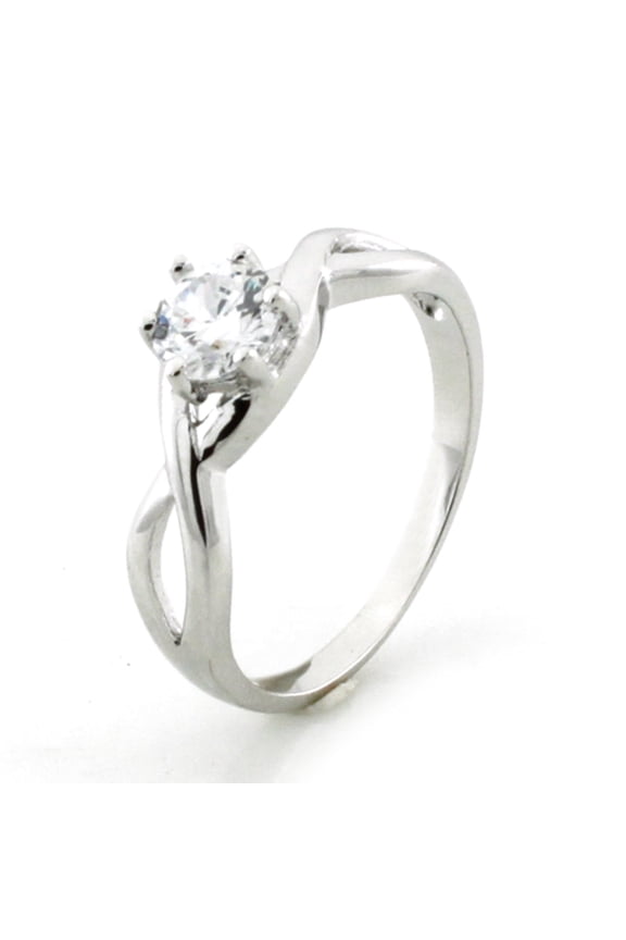 Sterling Silver Cubic Zirconia Crown Infinity Solitaire Promise Engagement Ring