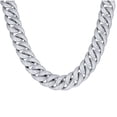 thumbnail image 1 of Sterling Silver Cubic-Zirconia Cuban Chain Necklace 18mm Size 22 Inches, 1 of 2