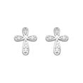 thumbnail image 1 of Sterling Silver Cubic Zirconia Curved Cross Stud Earrings, 1 of 1
