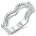 thumbnail image 1 of Sterling Silver Cubic Zirconia Double Band Wavy Ring, 1 of 3