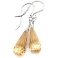 thumbnail image 1 of Sterling Silver Cubic Zirconia Earrings Faceted Rounded Briolette Long Champagne Simulated Diamond Teardrops In Cz Dangles Designed for Adult Women, 1 of 4