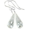 thumbnail image 1 of Sterling Silver Cubic Zirconia Earrings White Simulated Diamond Teardrops Faceted Simple Briolette CZ Designed for Adult Women and, 1 of 5