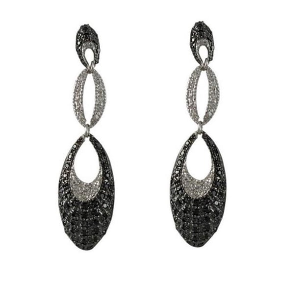 Sterling Silver Cubic Zirconia Earrings with Black & White Cubic Zirconia