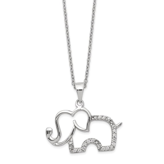 Sterling Silver Cubic Zirconia Elephant Necklace