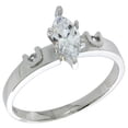 thumbnail image 1 of Sterling Silver Cubic Zirconia Engagement Ring 1.5 ct Marquise Cut 5/32 inch wide, size 8, 1 of 5