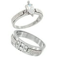 thumbnail image 1 of Sterling Silver Cubic Zirconia Engagement Rings Set for 7 mm Him & Hers 11 mm Rope Design, size 7, 1 of 5