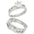 thumbnail image 1 of Sterling Silver Cubic Zirconia Engagement Rings Set for 7 mm Him & Hers Rectangular Design, size 6.5, 1 of 5