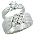 thumbnail image 1 of Sterling Silver Cubic Zirconia Engagement Rings Set for Him & Her Channel Set 6mm, Size 7.5, 1 of 5