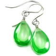 thumbnail image 1 of Sterling Silver Cubic Zirconia Green Earrings Smooth Pear Teardrop Simulated Peridot In Cz Everyday Simple Dangles Designed for Adult Women, 1 of 4
