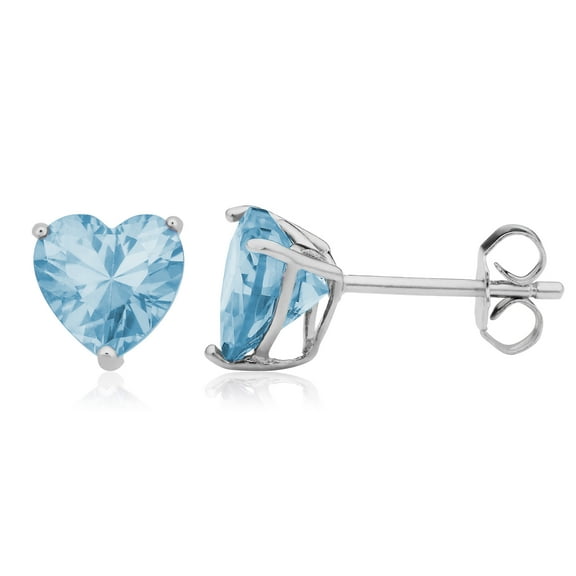 KoolJewelry Sterling Silver Cubic Zirconia Heart Birthstone Earrings