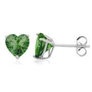 Au Naturale Sterling Silver Cubic Zirconia Heart Birthstone Earrings