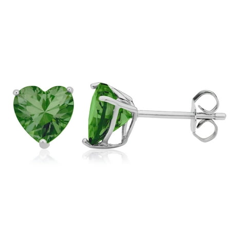 Au Naturale Sterling Silver Cubic Zirconia Heart Birthstone Earrings