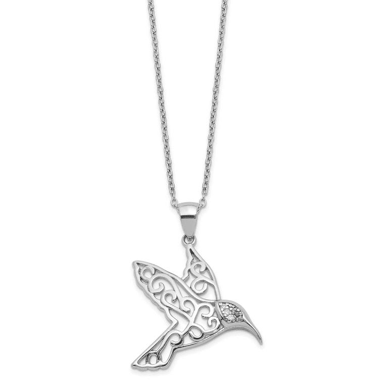 Sterling Silver Cubic Zirconia Hummingbird Necklace