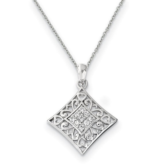 Sterling Silver Cubic Zirconia I Love You All Year Long 18inch Necklace